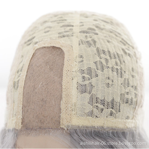 wholesale cheap lace frontal short bob wigs sliver-white natural wave synthetic hair wigs for women